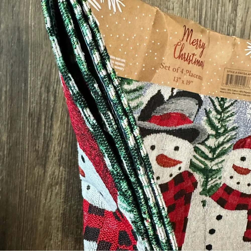 Trio Snowmen tapestry Christmas placemats set of 4 13